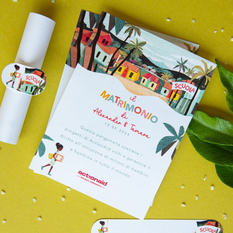 Pergamena Solidale Bimba a Scuola Matrimonio