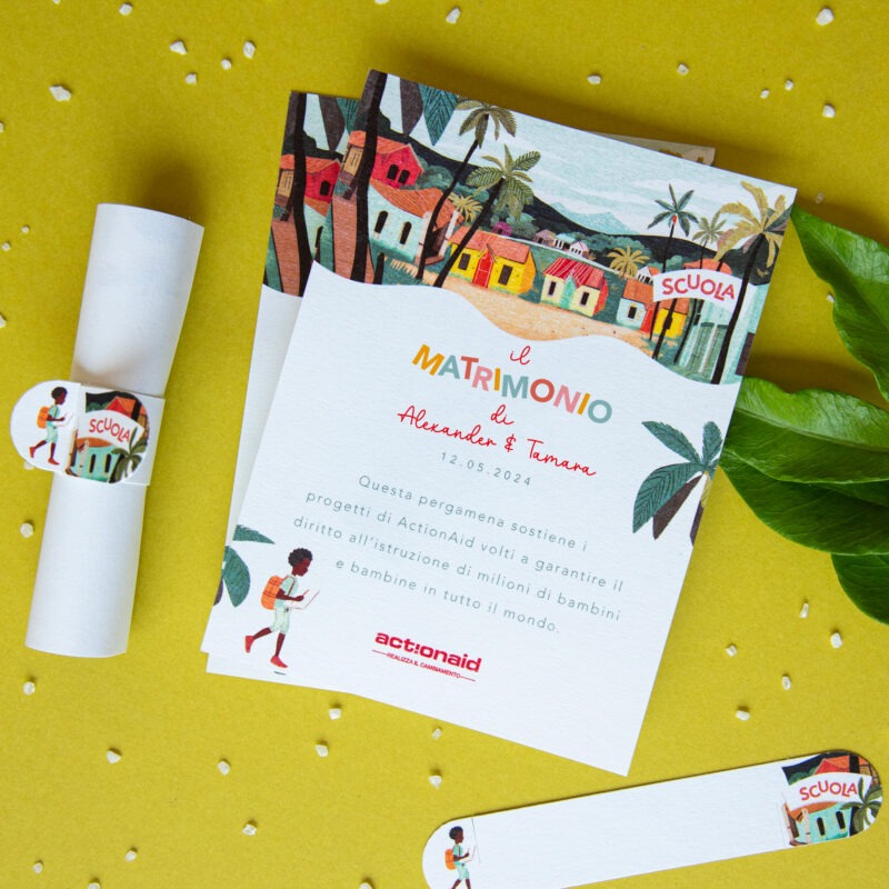 Pergamena Solidale Bimbo a Scuola Matrimonio