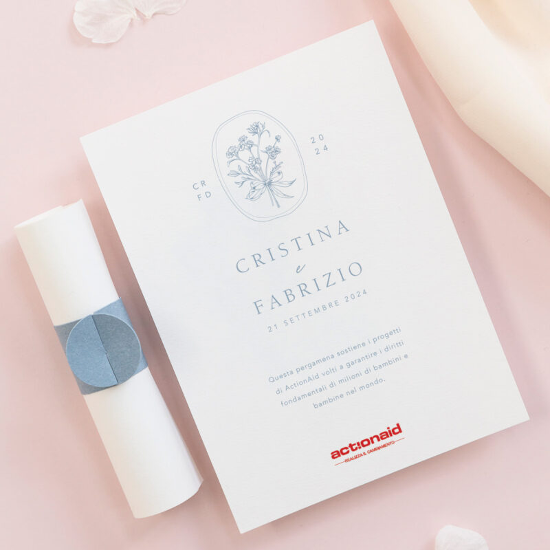 Pergamena Solidale Fiori Classici Matrimonio