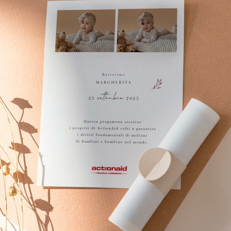 Pergamena Solidale Fotografica Battesimo