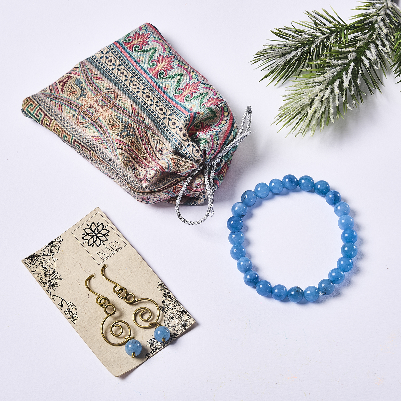 Orecchini & Bracciale nepalesi amazzonite - immagine 2